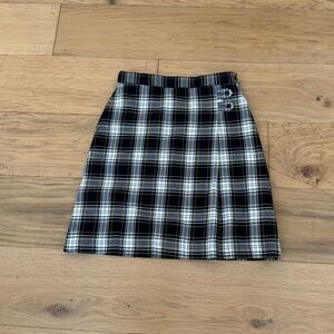 Lands' End Black and White Plaid Mini Skirt
